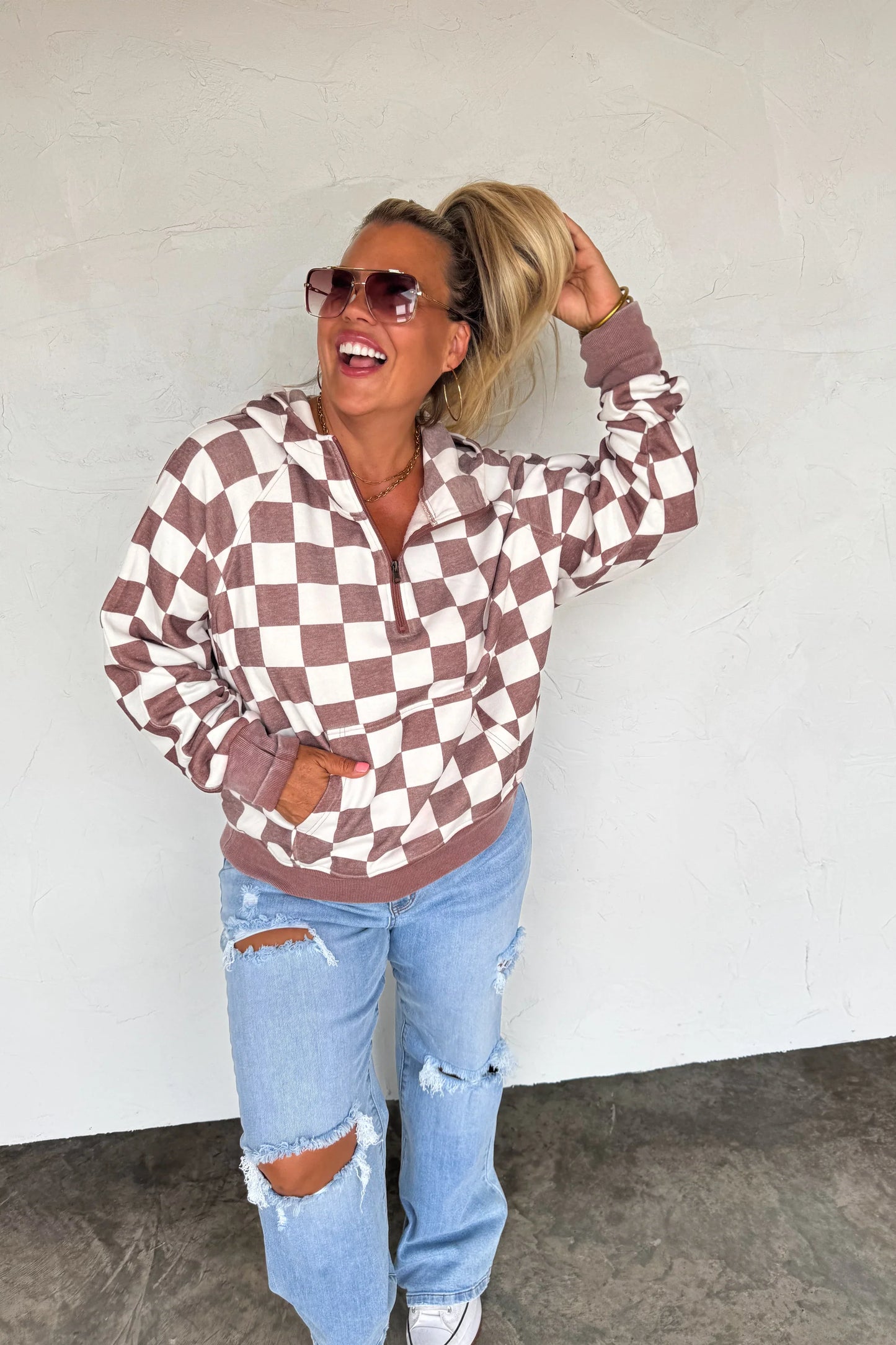 PREORDER: Camo & Checker Easy Does It Pullover