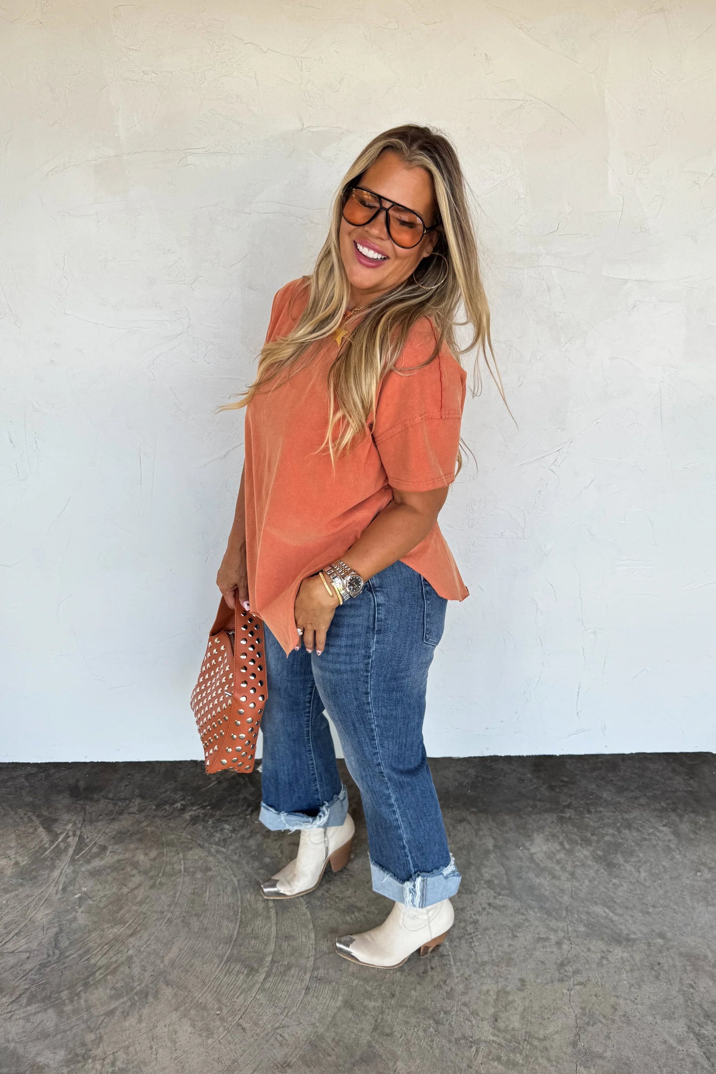 PREORDER: Joey Washed Cotton Boyfriend Tee Fall Colors